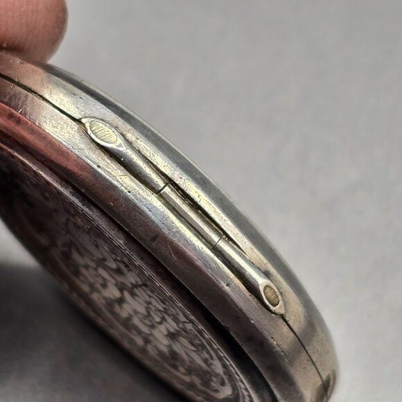 Antique Victorian Sterling Silver Floral Locket Pendant 2" Photo Insert 16.5g - Picture 7 of 9